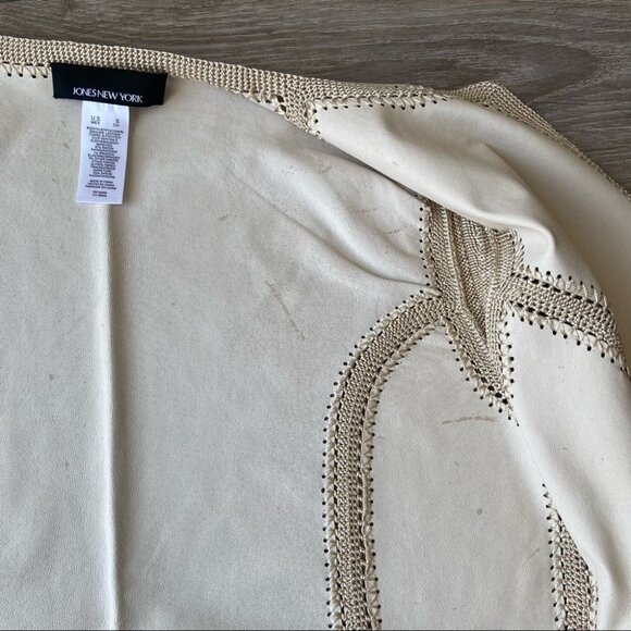 NWOT Jones New York  Suede Crochet Patchwork Open Front Jacket - Picture 14 of 16